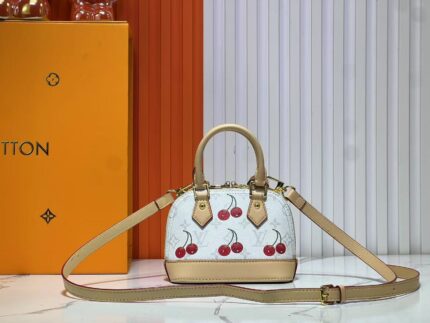 2025 New High Quality Leather Cherry Pattern Shell Bag for Women′s Handheld Crossbody Bag